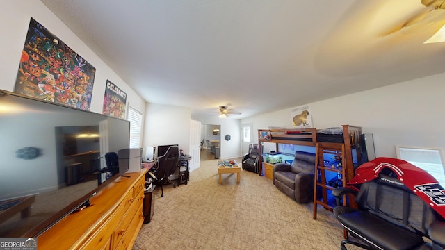 interior space featuring ceiling fan