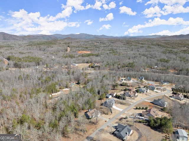 drone / aerial view with a mountain view