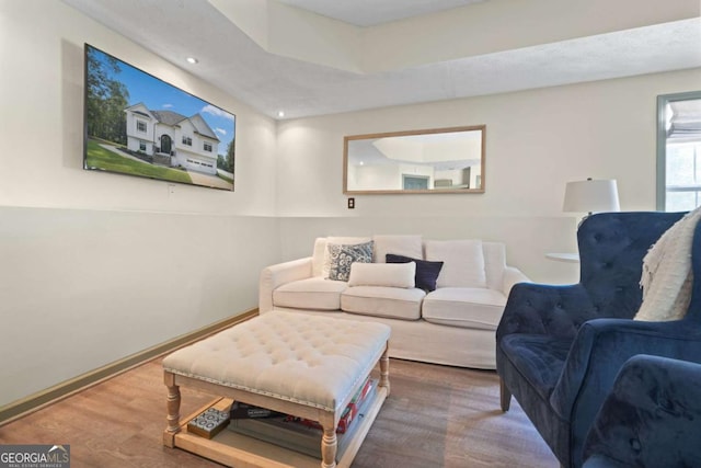 living room with wood finished floors