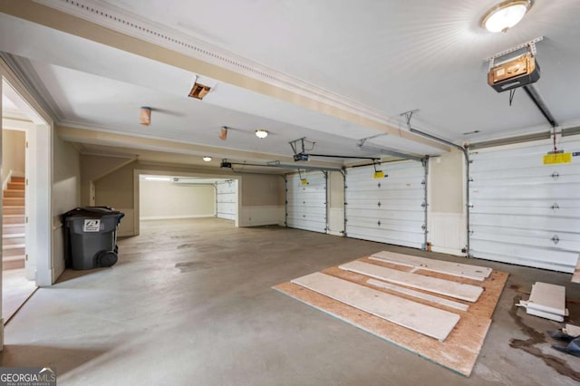 garage with a garage door opener