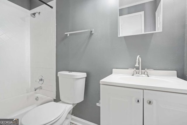 391 Mount Zion Rd SW, Atlanta, GA 30354 - bathroom with toilet, shower / bathtub combination, baseboards, and vanity
