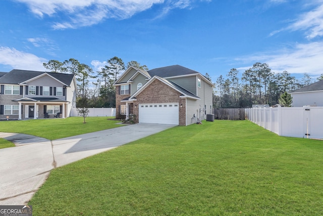 732 Waterlily Ct, Hinesville, GA 31313 - view of front of property featuring cooling unit, concrete driveway, a front lawn, and fence