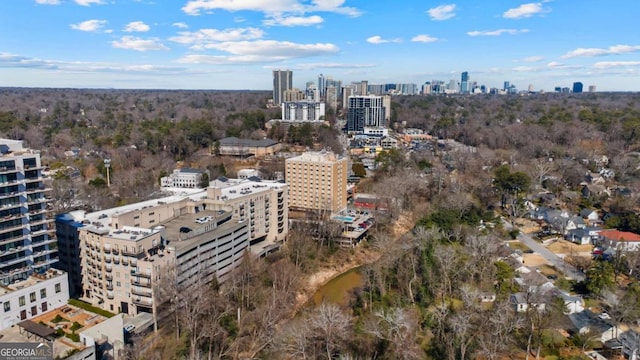 drone / aerial view featuring a city view