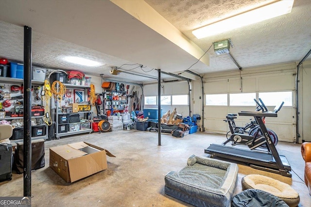 garage with a garage door opener