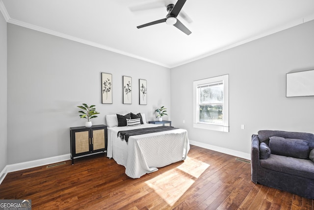 4901 Macon Hwy, Bishop, GA 30621 - bedroom with crown molding, dark wood-type flooring, and ceiling fan