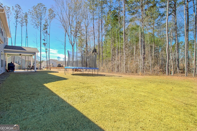 view of yard featuring a trampoline