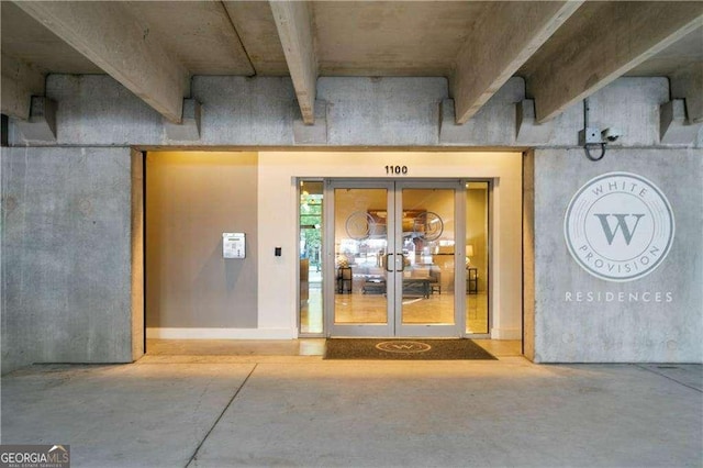 view of exterior entry with french doors