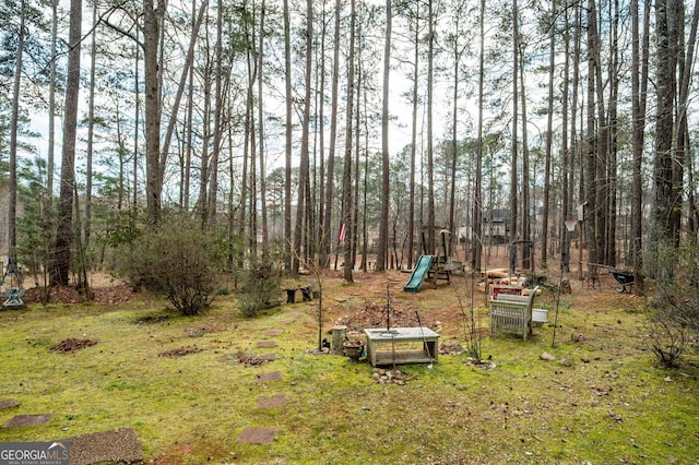 view of yard featuring a playground