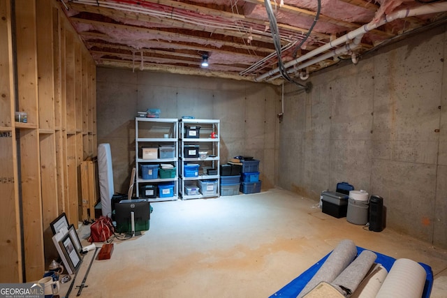 view of unfinished basement