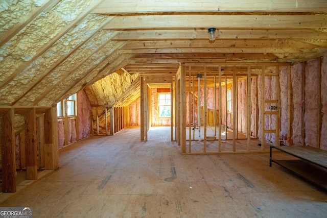 view of unfinished attic