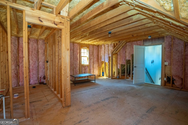 view of unfinished attic