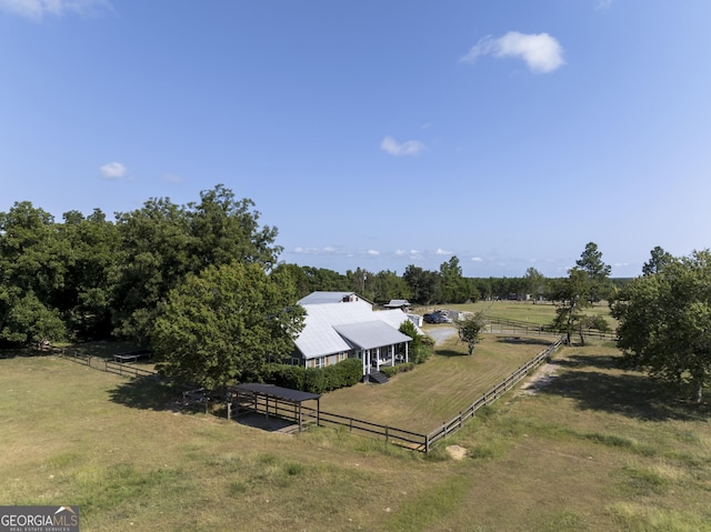 bird's eye view with a rural view