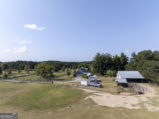 aerial view with a rural view