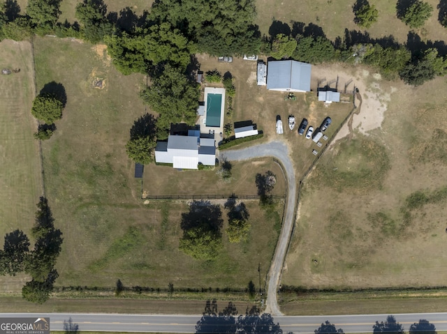 drone / aerial view featuring a rural view