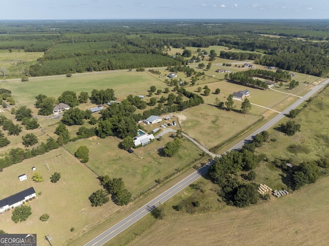 aerial view featuring a rural view