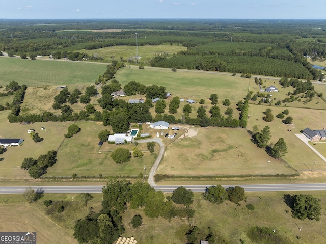 drone / aerial view featuring a rural view