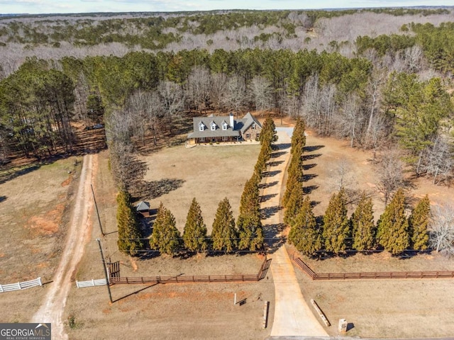 aerial view featuring a rural view