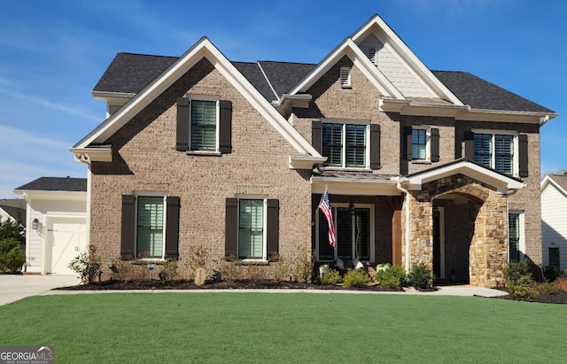 2903 Eva Clb, Acworth, GA 30101 - craftsman-style home with a front lawn, an attached garage, brick siding, and driveway
