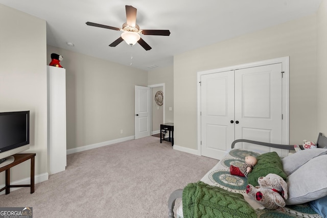 2903 Eva Clb, Acworth, GA 30101 - carpeted bedroom featuring a closet and a ceiling fan