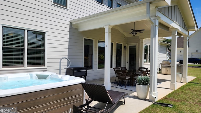 2903 Eva Clb, Acworth, GA 30101 - view of patio / terrace with a hot tub and a ceiling fan