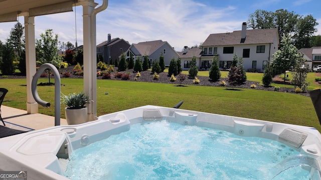 2903 Eva Clb, Acworth, GA 30101 - view of pool featuring a hot tub, a yard, and a residential view