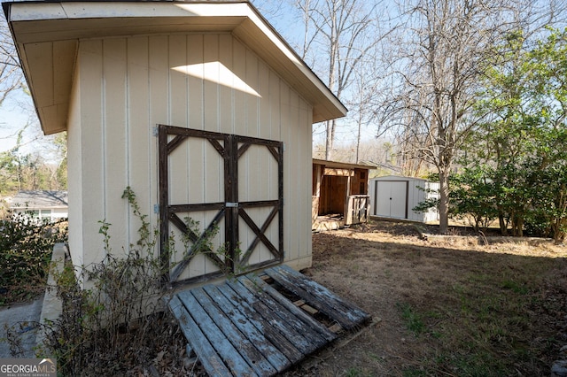 view of shed