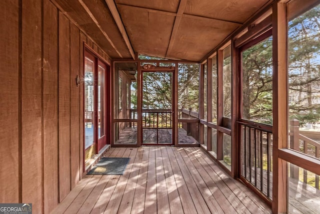 view of unfurnished sunroom