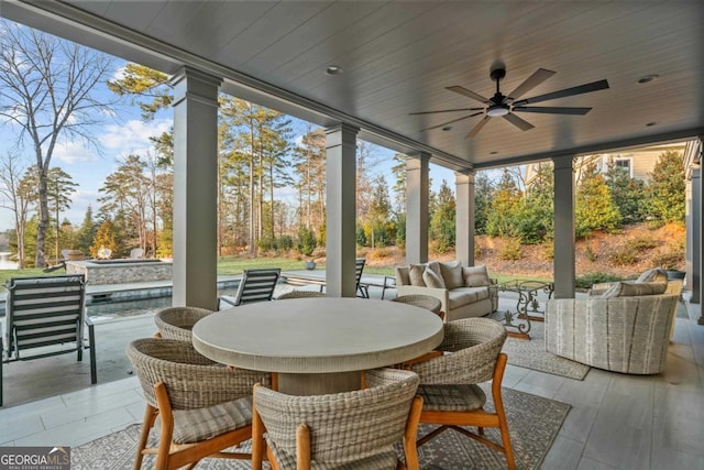 sunroom / solarium with wooden ceiling and plenty of natural light