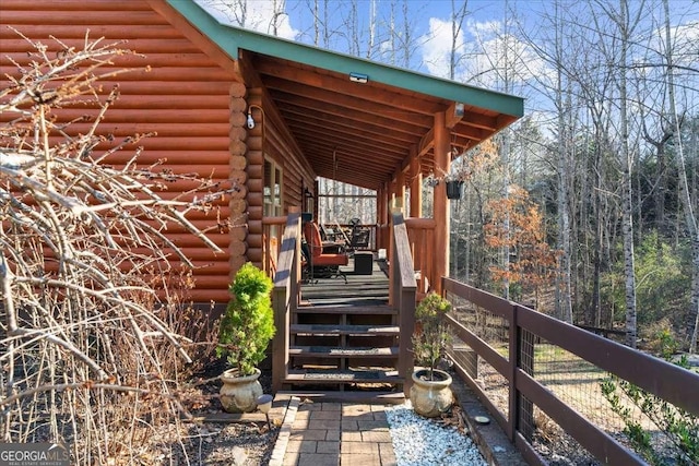 exterior space with log siding