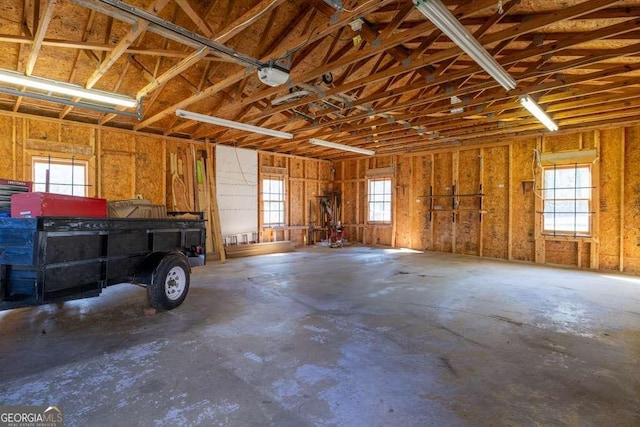 garage with a garage door opener