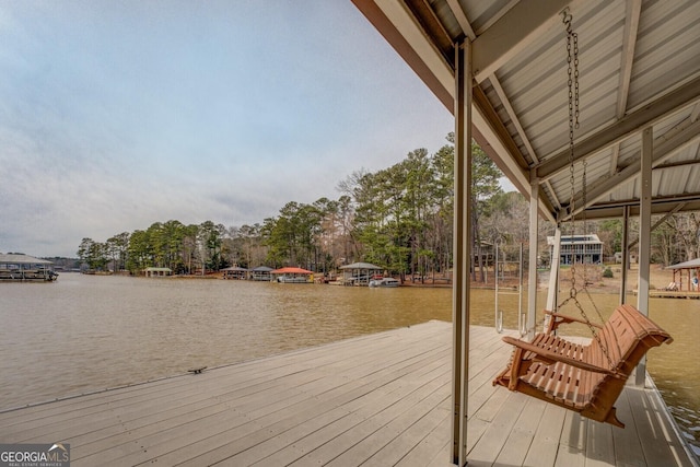 view of dock featuring a water view