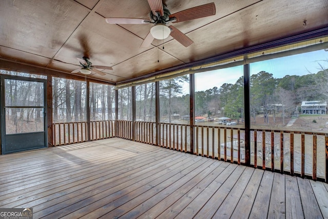71 Canvasback Ct, Monticello, GA 31064 - unfurnished sunroom featuring ceiling fan