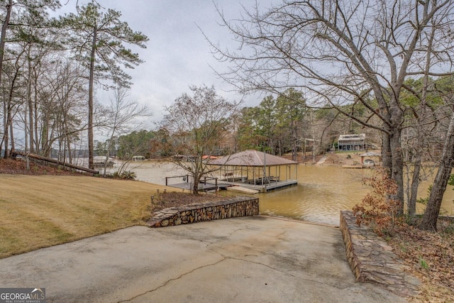 exterior space with a floating dock