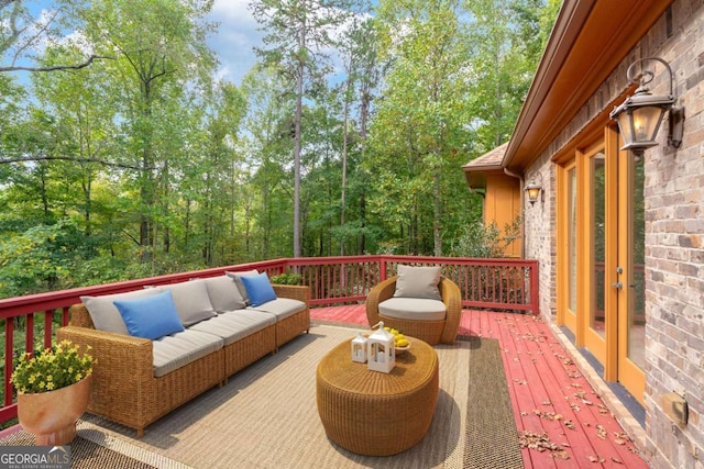 deck featuring an outdoor living space