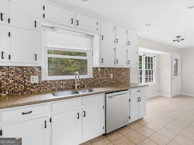 kitchen featuring a sink, white cabinetry, and dishwasher