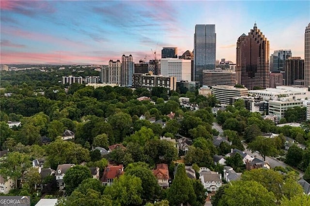 bird's eye view with a city view