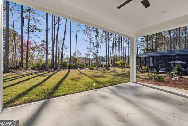 view of yard with a patio area