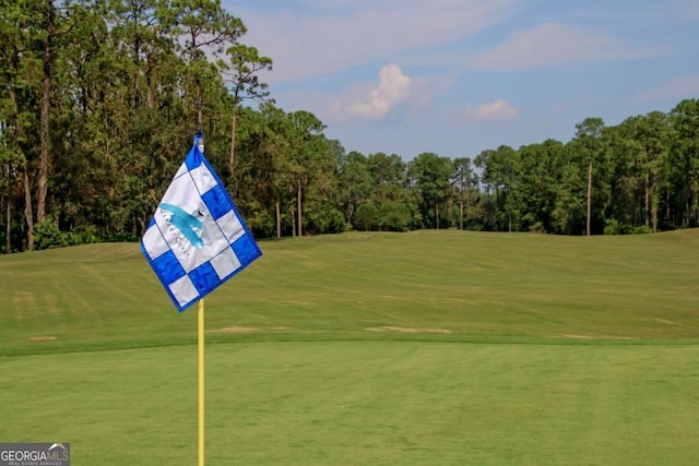 view of home's community with a yard and golf course view