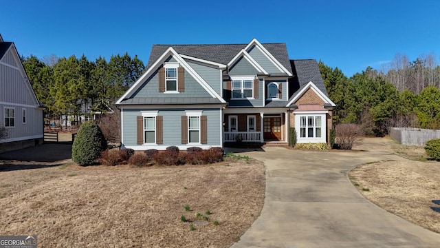 craftsman house with covered porch