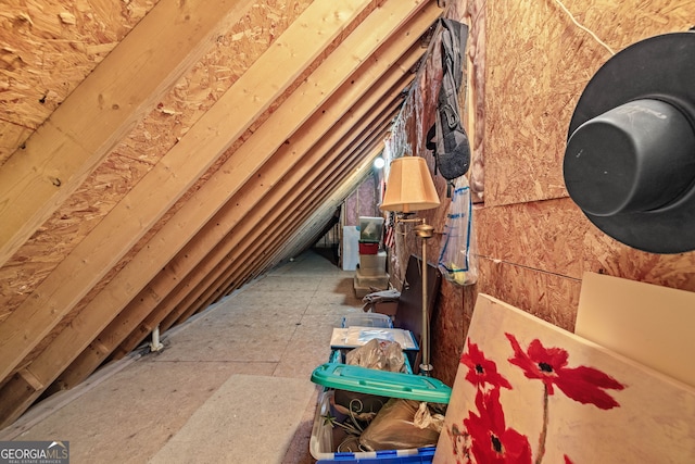 view of unfinished attic