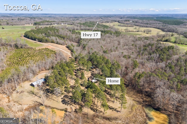 aerial view featuring a rural view