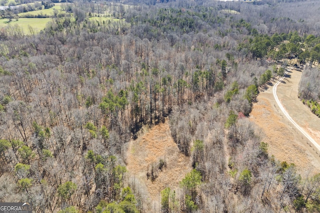 aerial view with a wooded view