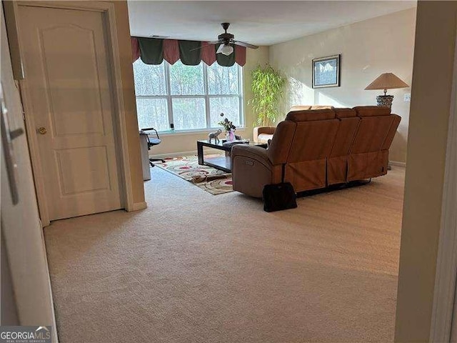1657 Stilesboro Ridge Dr, Kennesaw, GA 30152 - living area featuring ceiling fan and light carpet