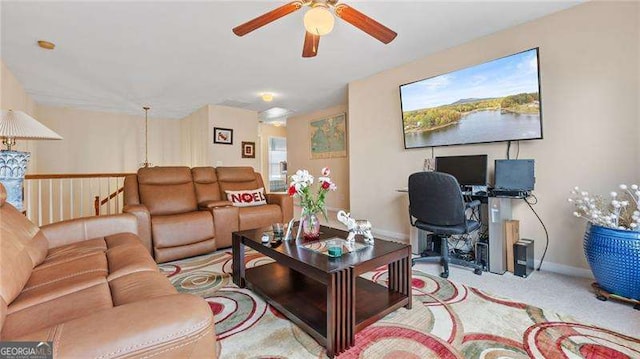 1657 Stilesboro Ridge Dr, Kennesaw, GA 30152 - living room featuring ceiling fan, a desk, and carpet
