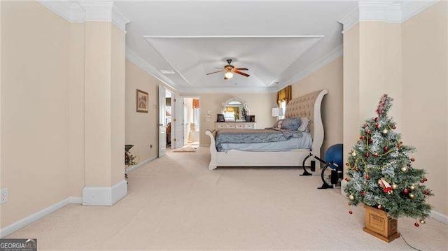 1657 Stilesboro Ridge Dr, Kennesaw, GA 30152 - carpeted bedroom featuring crown molding and a ceiling fan