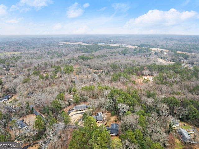 birds eye view of property with a forest view