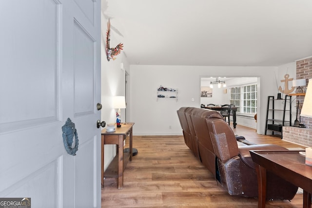 living area with light wood-style flooring