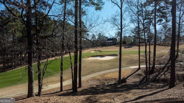 view of yard with view of golf course