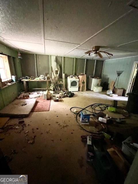 3210 Rogers Rd, Mcdonough, GA 30252 - misc room with washer / clothes dryer and ceiling fan