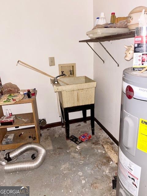 3210 Rogers Rd, Mcdonough, GA 30252 - washroom featuring washer hookup and water heater